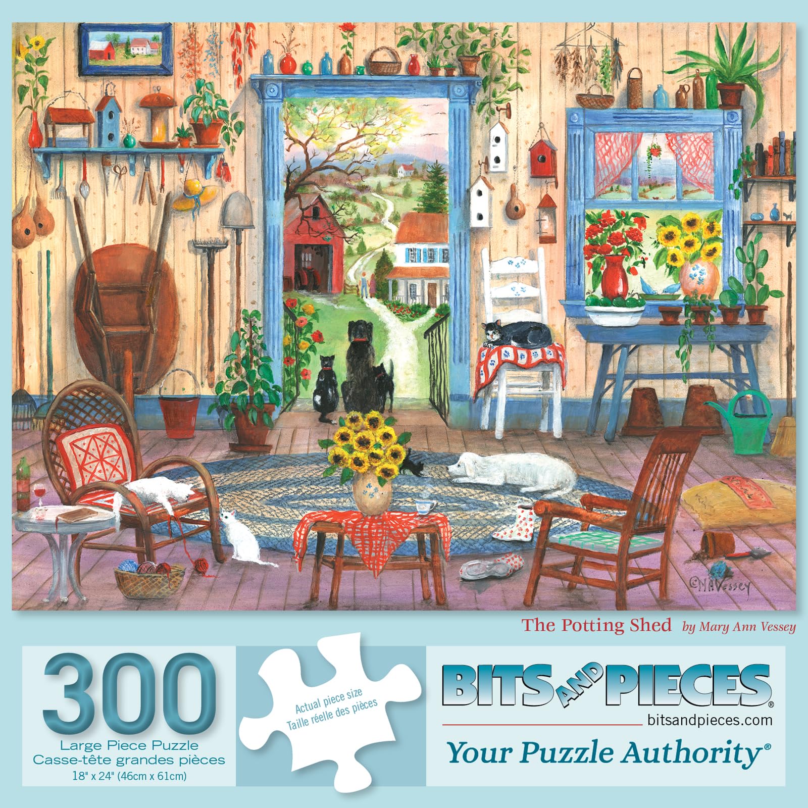 Bits and Pieces - 300 Piece Jigsaw Puzzle for Adults - 18" x 24" - The Potting Shed - 300 pc Large Pieces Gardening Country Jigsaw by Mary Ann Vessey