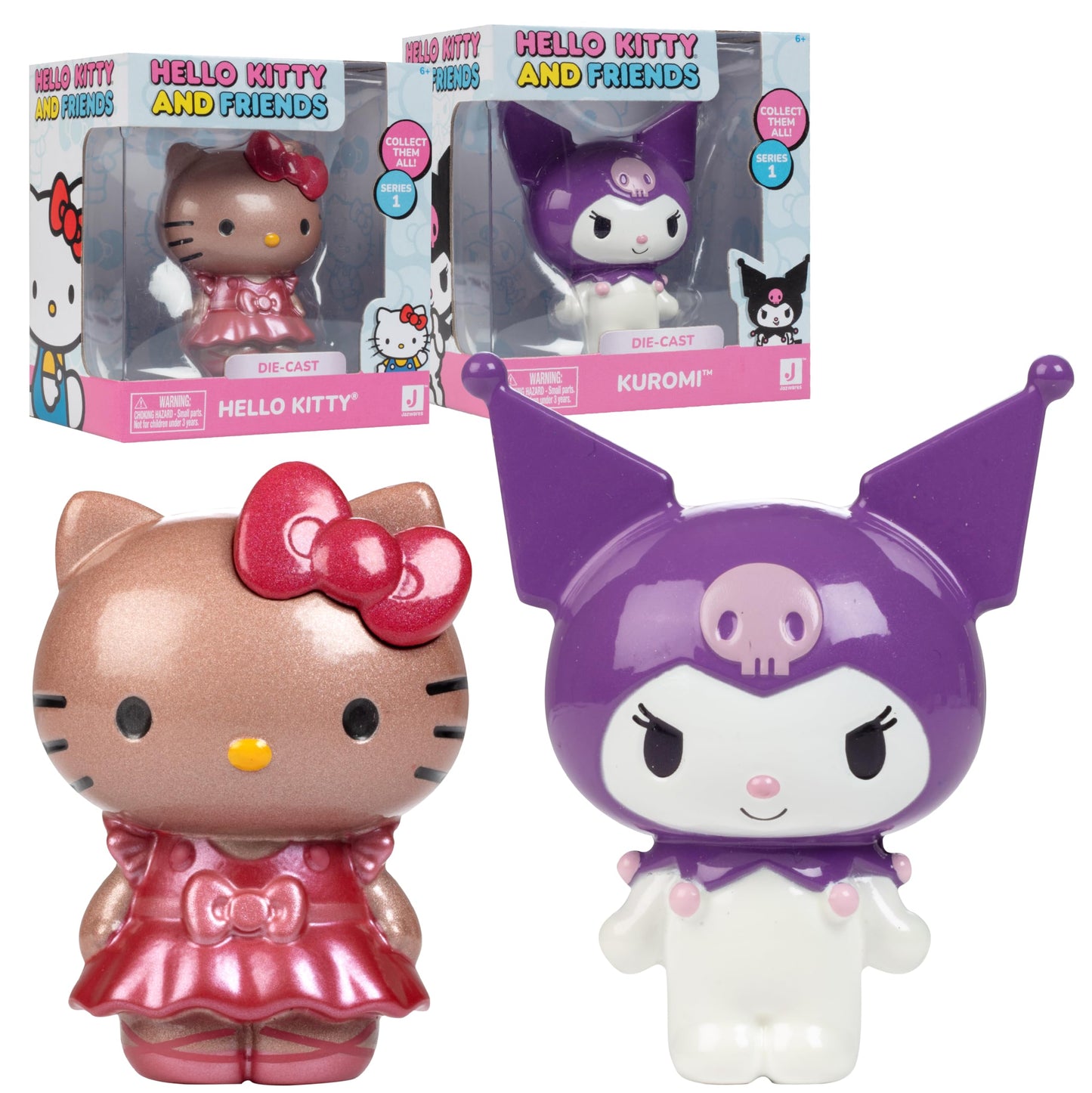Hello Kitty and Friends Official 2-Inch Figure 2-Pack - Hello Kitty & Kuromi Mini Figurines, Series 1 - Authentic Sanrio Collectible Toys for Kids