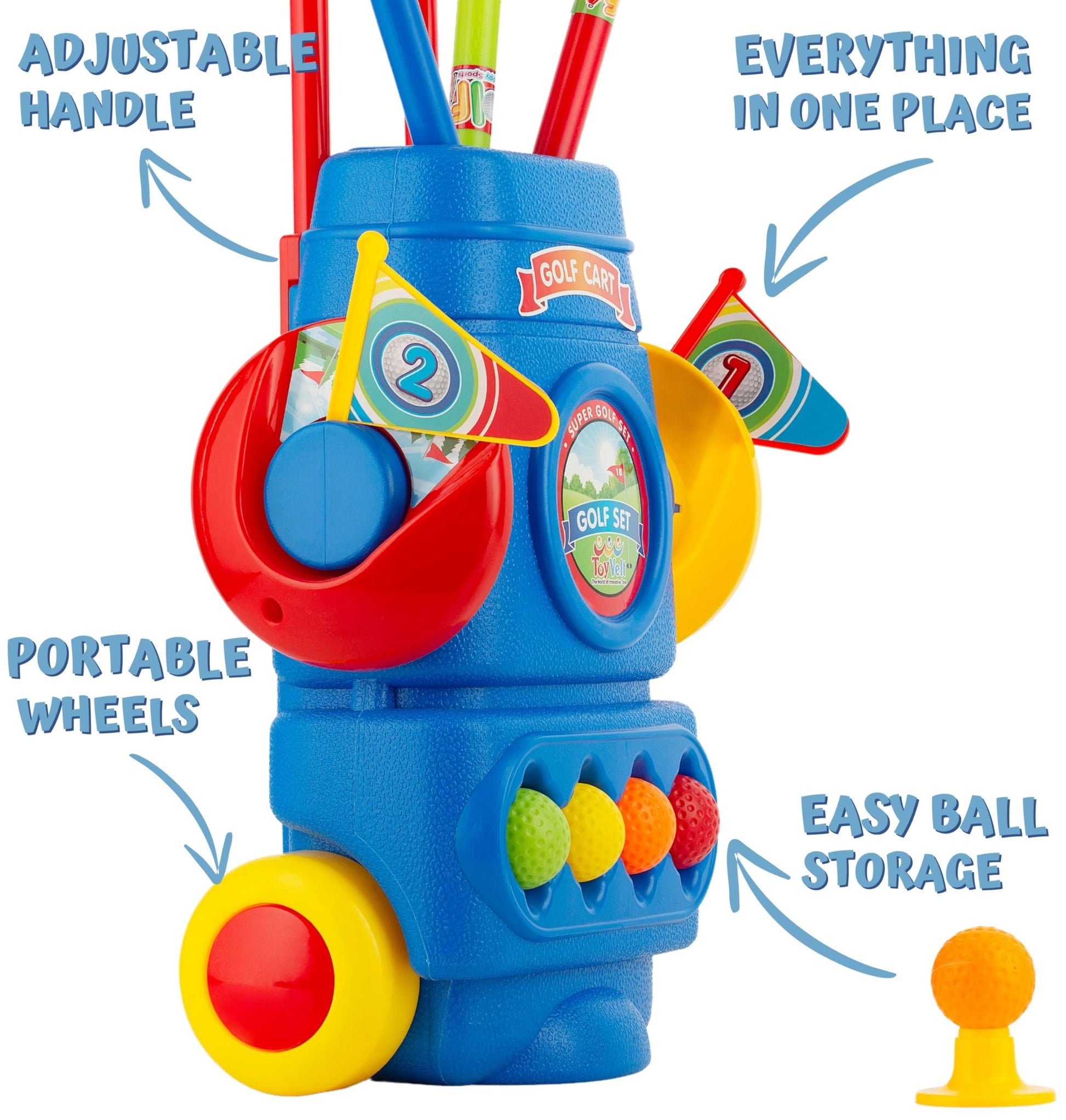 ToyVelt Toddler Golf Set - Kids Golf Clubs with 6 Balls, 4 Golf Sticks, 2 Practice Holes and a Putting Mat - Promotes Physical & Mental Development