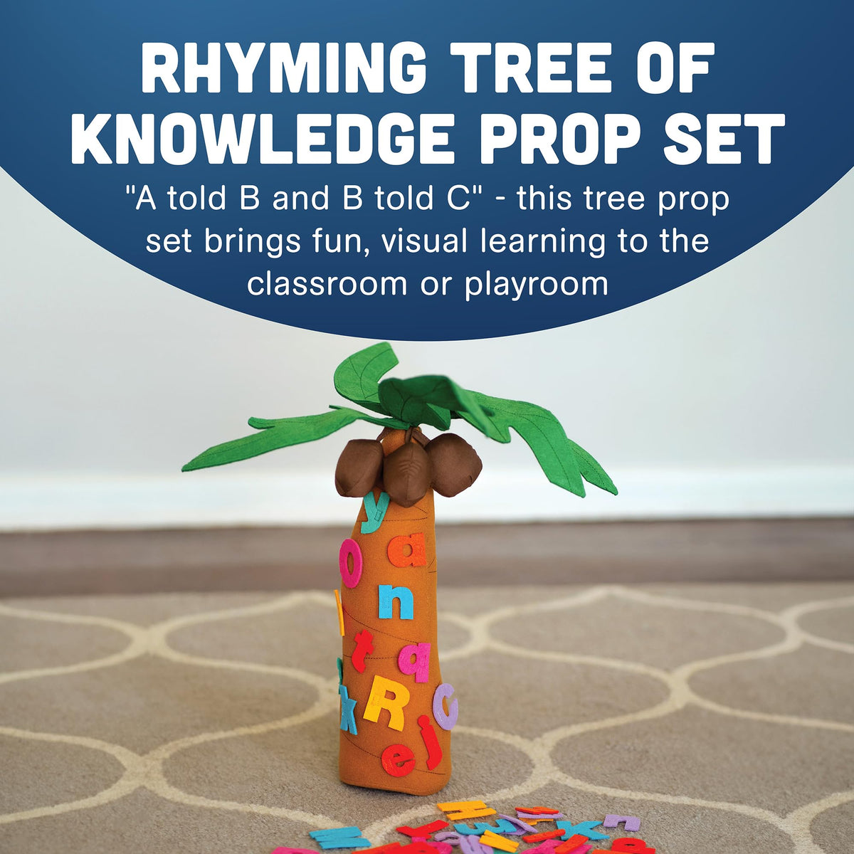 Constructive Playthings Tree and Letters Props for "Chicka Chicka Boom Boom" Children's Book, 14" H Plush Tree with 26 Lowercase and 26 Uppercase