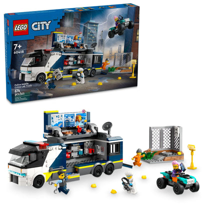 LEGO City Police Mobile Crime Lab Truck Toy, Pretend Play Police Toy, Includes Quad Bike, 2 Officers, 1 Scientist and 2 Crook Minifigures, Police