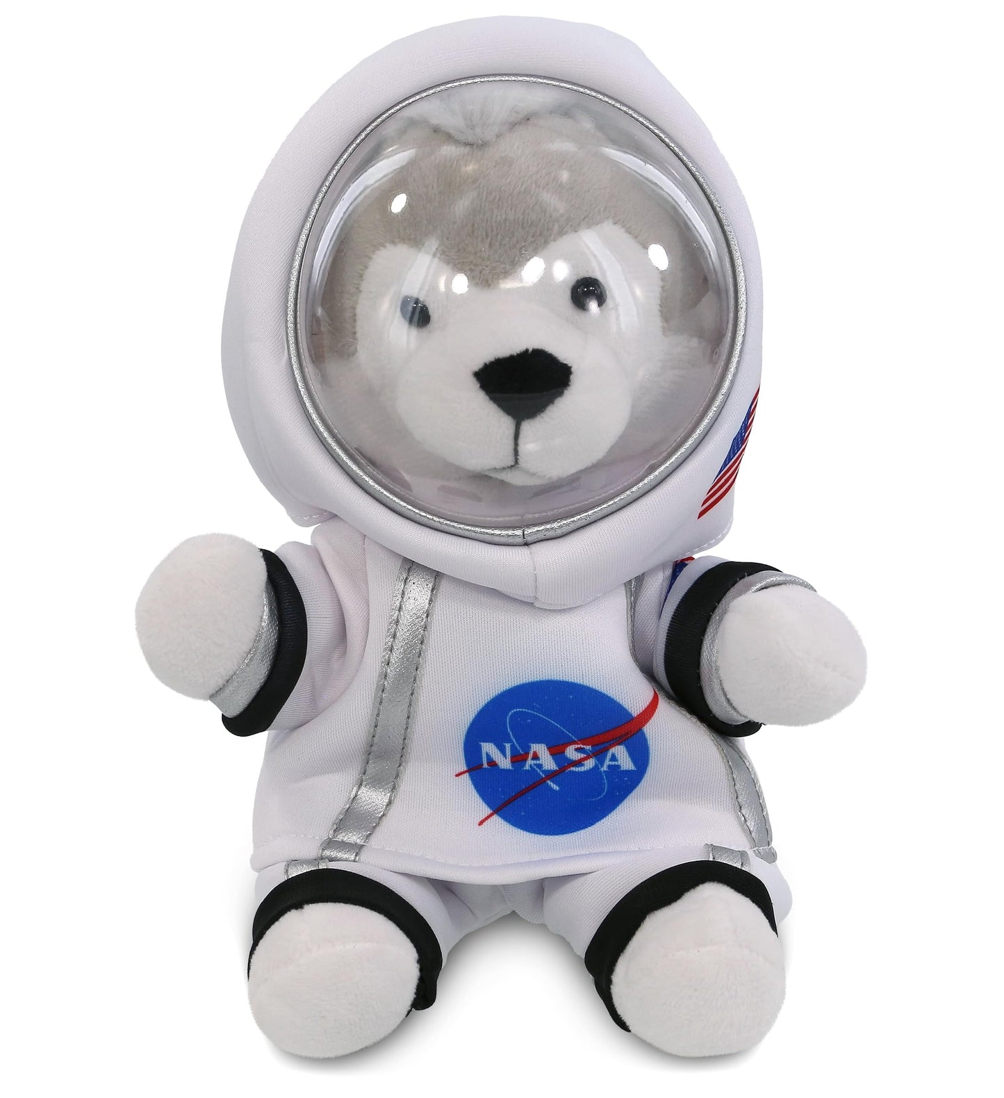 DolliBu Grey Wolf Astronaut Plush Toy - Wild Life Astronaut Stuffed Animal with Space Helmet and NASA Astronaut Suit, Spaceman Doll Decor for Girls