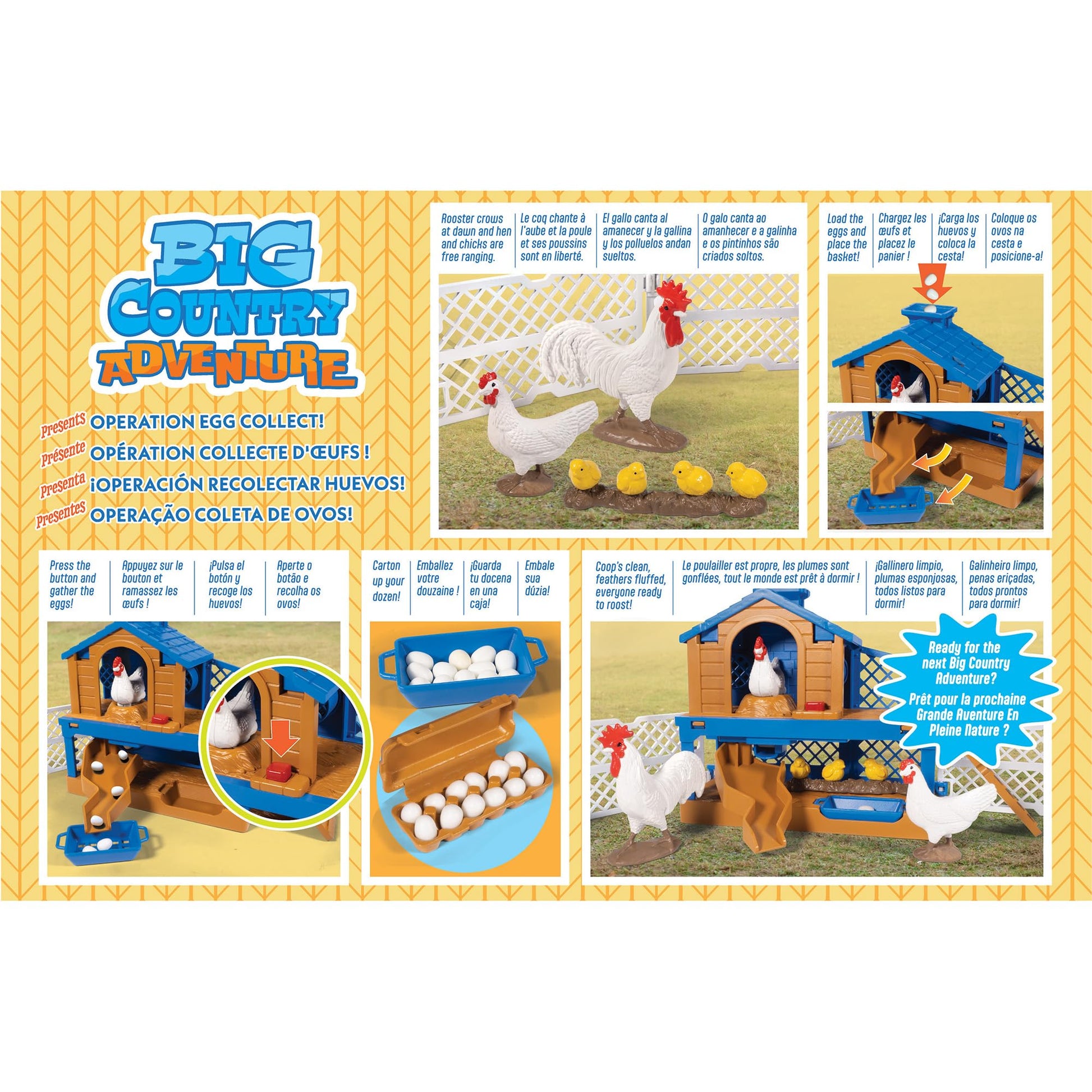 Big Country Toys: Chicken Coop Adventure - 11-Piece Farm Toy Playset, Rooster & Chicken Animal Figurines, Interactive Egg Gathering, Fencing, Kids 3+
