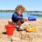 Spielstabil Large Sand Toys Bundle for Kids - Heavy Duty Sandbox Toys with Large Pail, Sieve, and 2 Scoops, Kids Summer Toys for Beach, Colors Vary