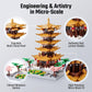 JXRLMB Chinese Ancient Famous Architecture Micro Building Blocks Set for Adults Yellow Crane Tower with Sakura Tree Cherry Plants, Toys for Kids Age