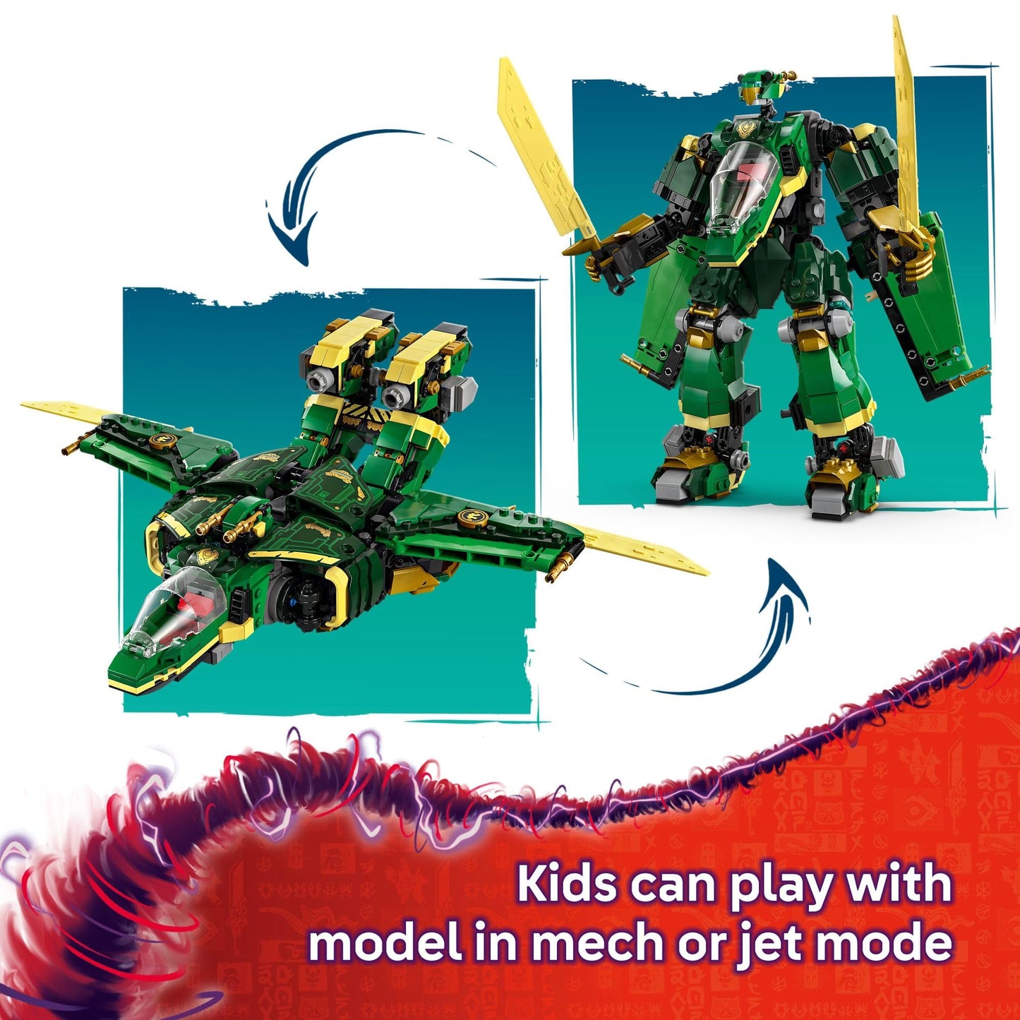 LEGO NINJAGO Lloyd's Jet Mech Building Toy - Model Building Kit for Boys & Girls, Ages 9+ - Transforming Playset for Kids W/ 5 Ninja Toy Minifigures