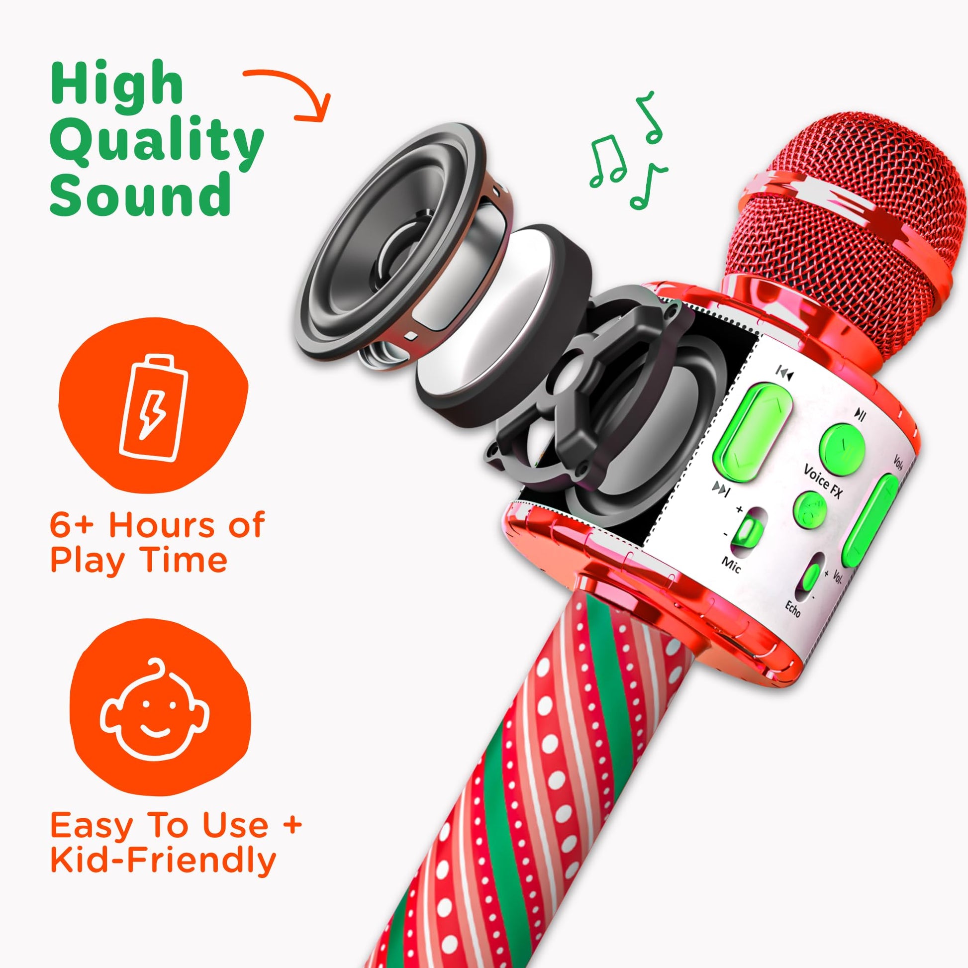 Move2Play, Christmas Karaoke Microphone | Includes Pre-Loaded Songs & Bluetooth | Kids Toy for All Ages 2, 3, 4, 5, 6+ Year Old Girls, Boys & Toddlers