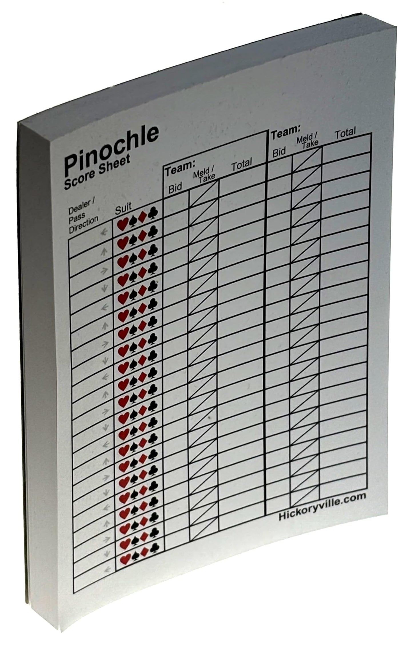 Hickoryville Pinochle Card Game Set with Score Pad, Playing Cards & Leather Case | Complete Pinochle Kit with 48-Card Deck, 100-Sheet Score Sheets