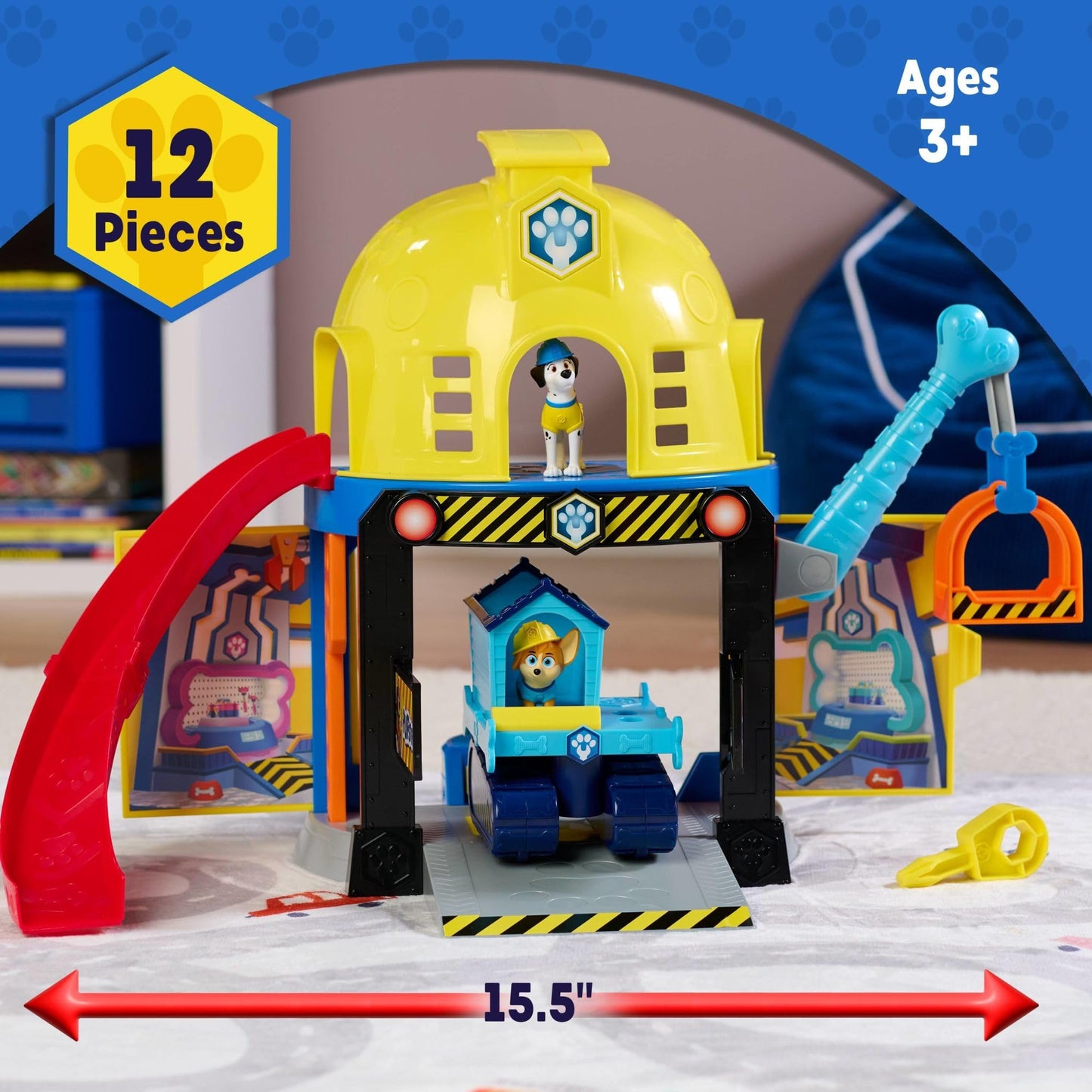 Disney Junior Pupstruction Pup HQ 12-piece Lights, Music, Phrases, and Sounds Playset, Exclusive Maya Figurine Included, Kids Toys for Ages 3 Up by