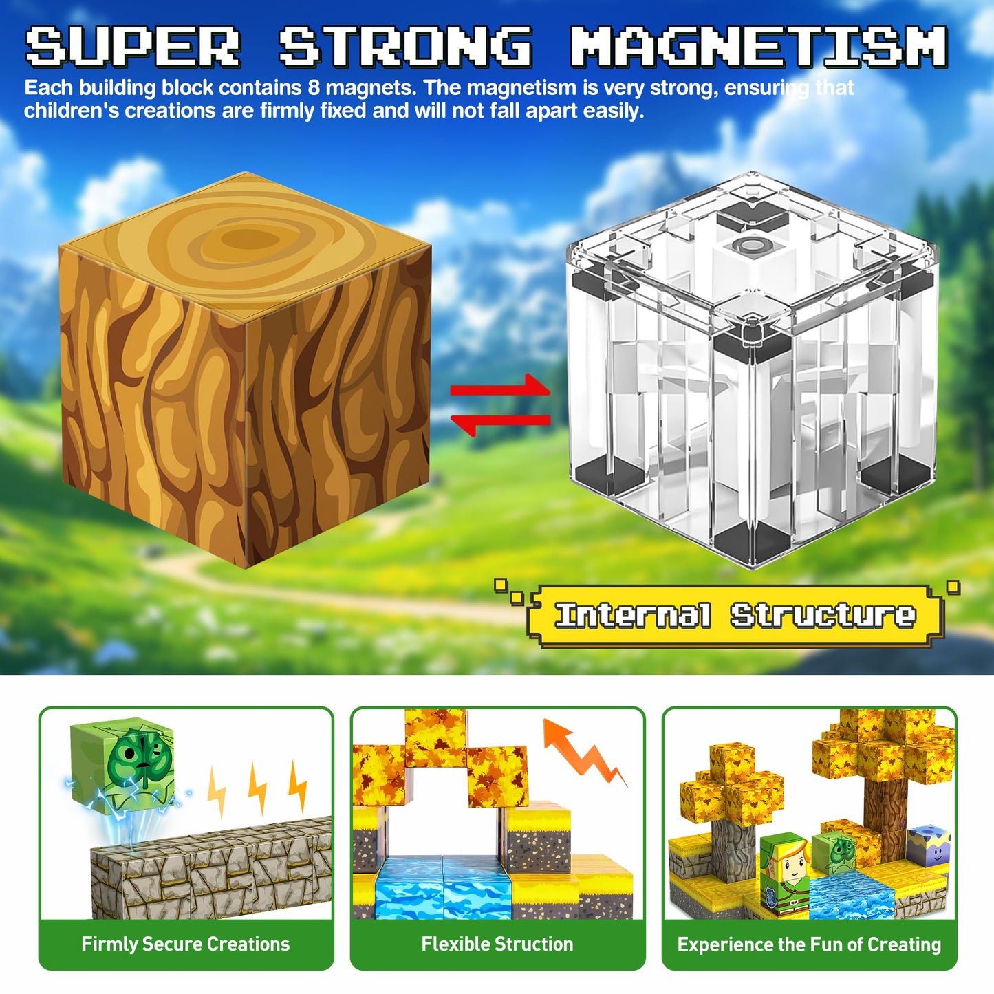 Magnetic Building Blocks for BOTW Fans, Koroks Magnet Cubes Blocks for Kids 5-7, STEM Building Game Sensory Outdoor Toys Christmas Birthday Gift