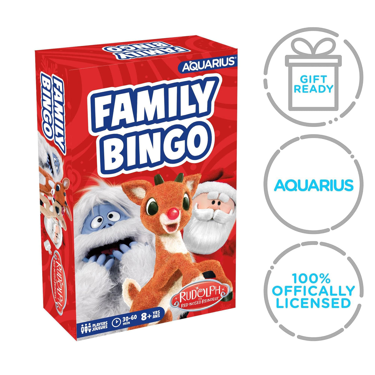 Aquarius Rudolph The Red-Nosed Reindeer Family Bingo - Officially Licensed Holiday Party Game Ages 8+, 2-18 Players - for Kids, Teens, and Adults