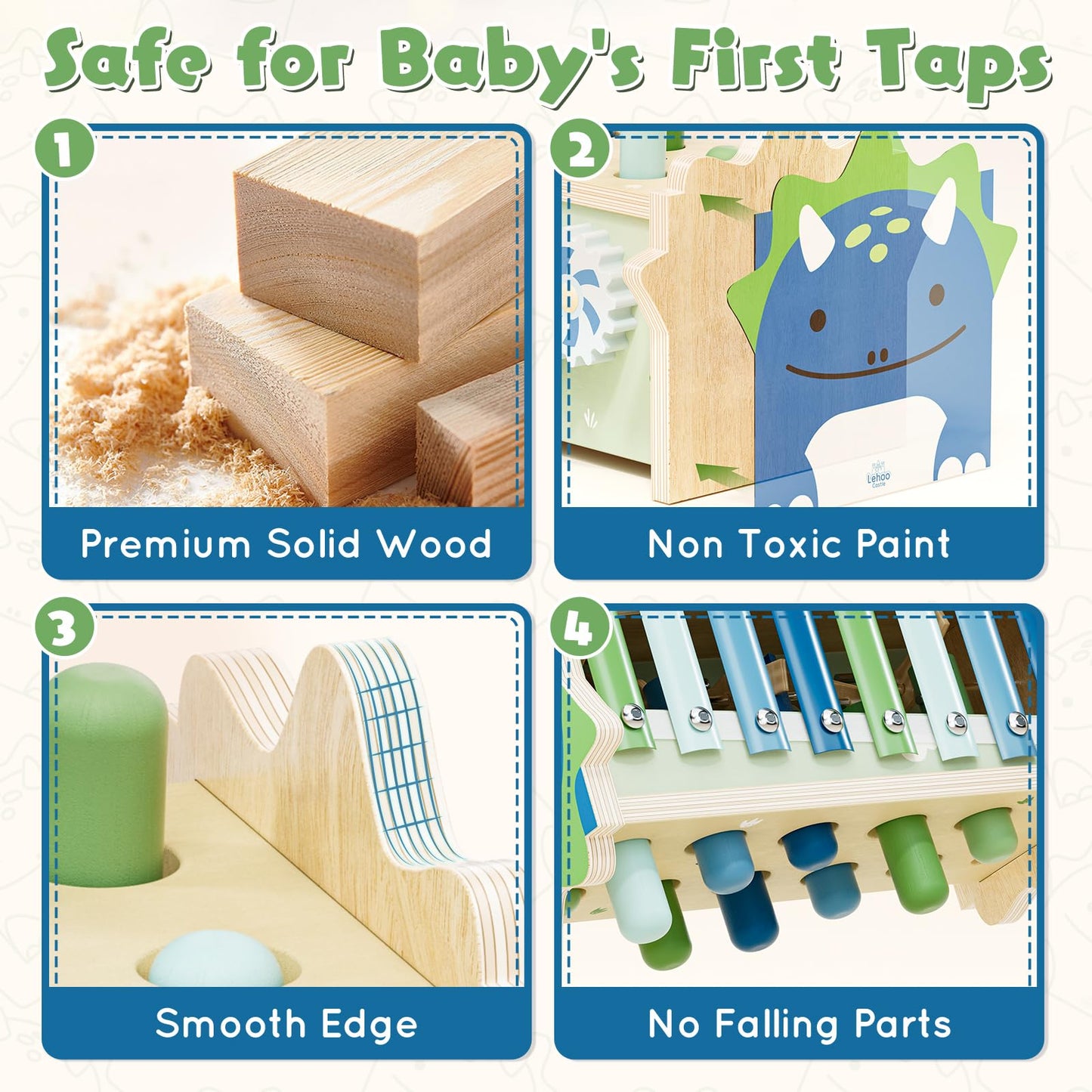 Lehoo Castle Baby Montessori Toys for 1 2 Year Old, Wooden Hammering Pounding Toy with Xylophone, Educational Learning Activities for 1 2 3 Year Old