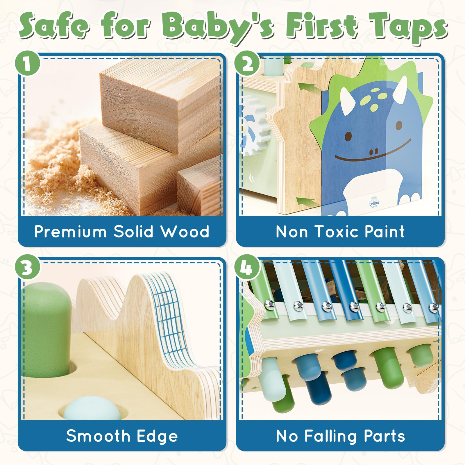Lehoo Castle Baby Montessori Toys for 1 2 Year Old, Wooden Hammering Pounding Toy with Xylophone, Educational Learning Activities for 1 2 3 Year Old