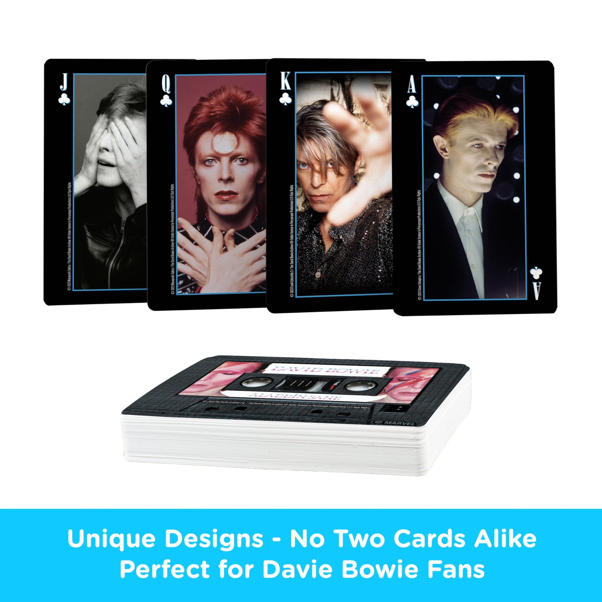 Aquarius David Bowie Cassette Premium Playing Cards -David Bowie Themed Deck of Cards for Your Favorite Card Games - Officially Licensed David Bowie