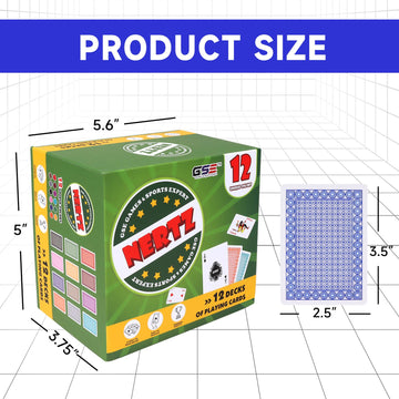 GSE Games & Sports Expert 12-Deck Nertz Card Game, Standard Playing Cards Bulk with 12 Unique Colors, Multiplayer Solitaire Cards Compatible