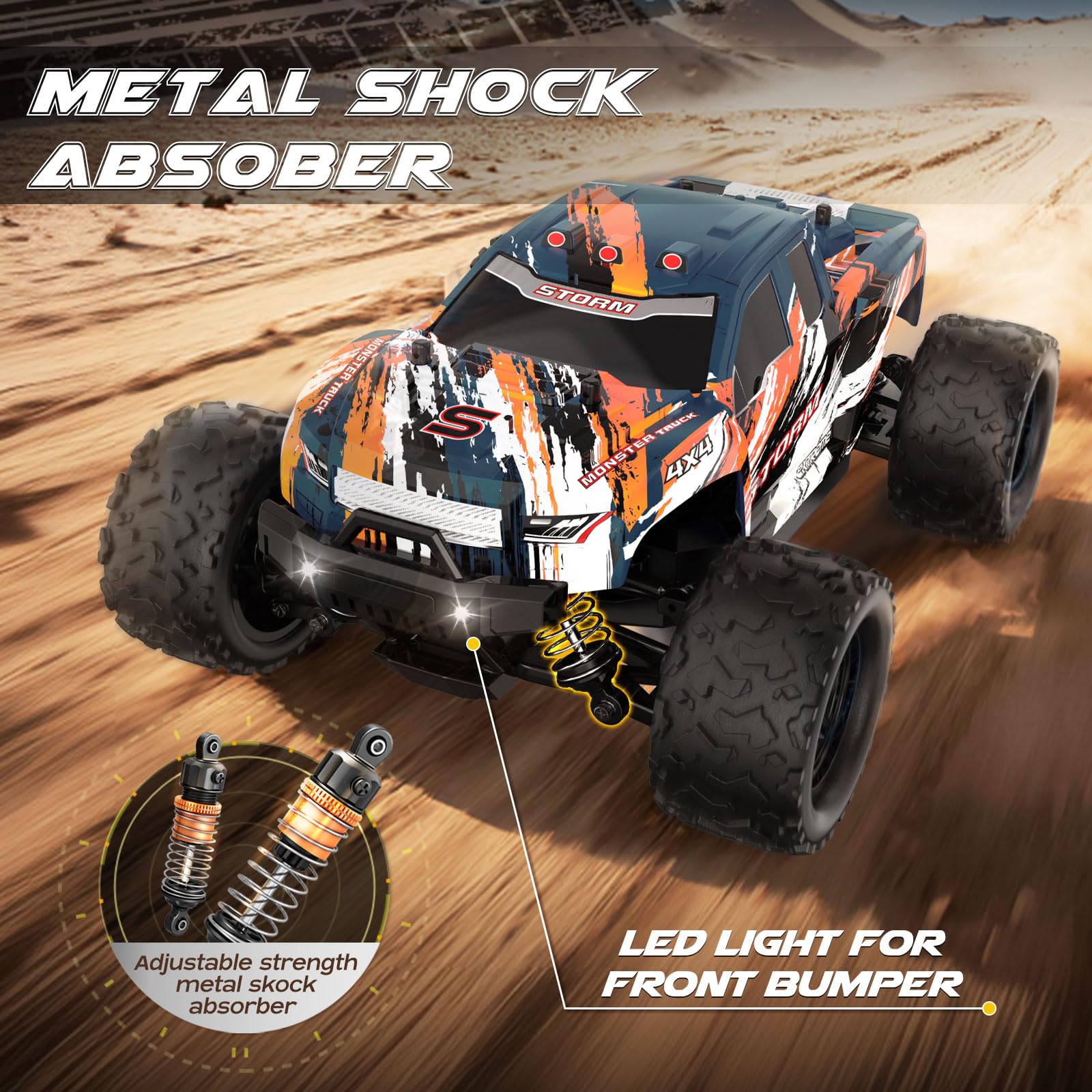 YESHIN 1:18 Scale All Terrain RC Car, 40 KPH High Speed 4WD Electric Vehicle with 2.4 GHz Remote Control, 4X4 Waterproof Off-Road Truck with Two