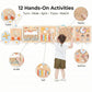 Pillowhale Train Activity Wall Busy Board, Wooden Montessori Sensory Toys, 12-in-1 Learning Activity Center for Playroom,Daycare, Nursery, Classroom