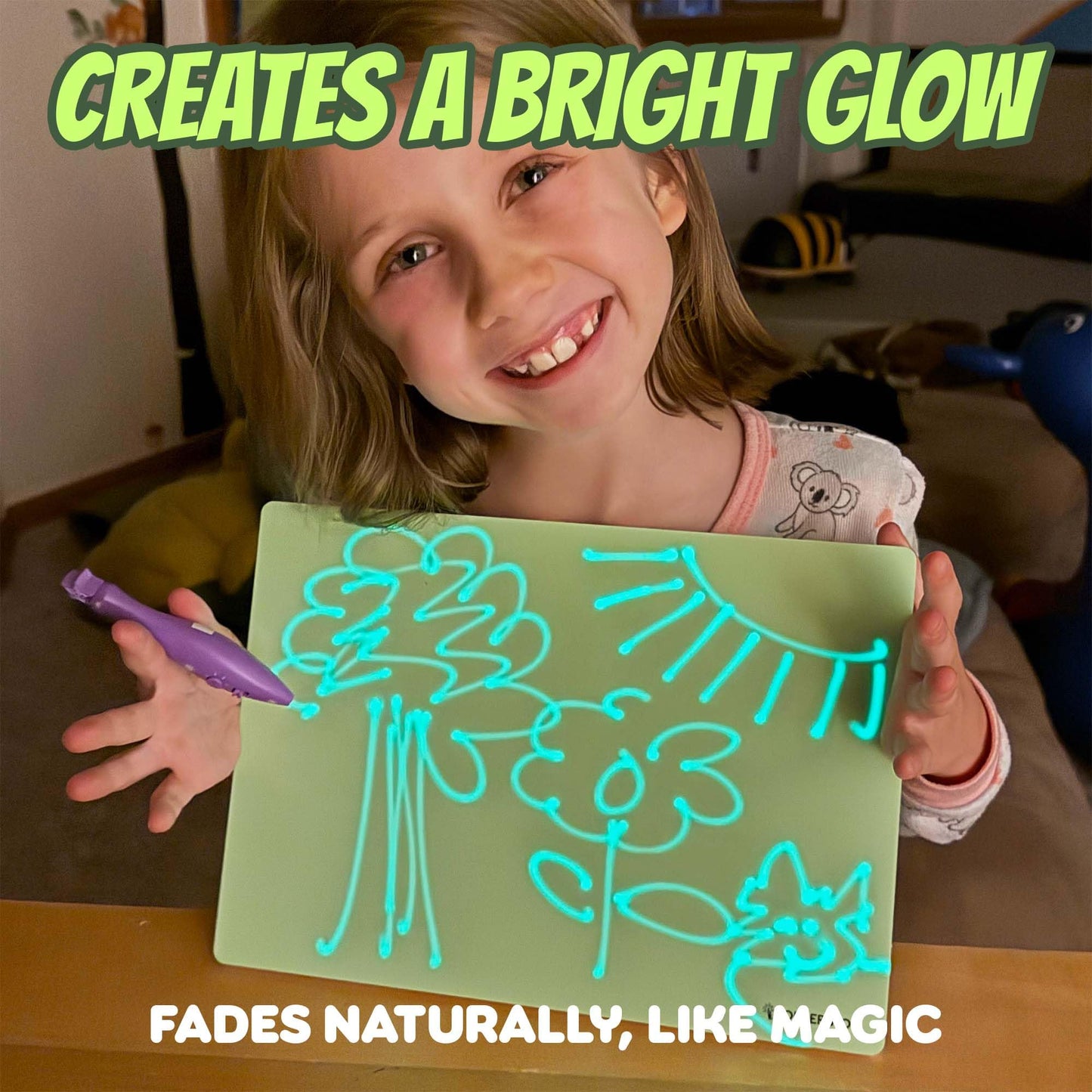 GlowBoard Light Drawing Pad by Bolderglow - Double-Sided Glow-in-the-Dark Board | Reusable Light Pen Art Board with No Mess or Cleanup