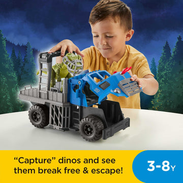 Fisher-Price Imaginext Jurassic World Dominion Toy, Break Out Dino Hauler Vehicle & T. rex Dinosaur for Preschool Kids Ages 3+ Years