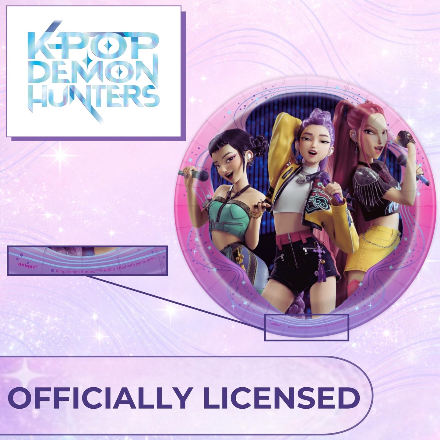 Unique 16 Pack KPop Plates and Napkins - 16 KPop Birthday Plates, 16 Napkins - K Pop Demon Hunters Party Decorations and Suplies - Officially Licensed