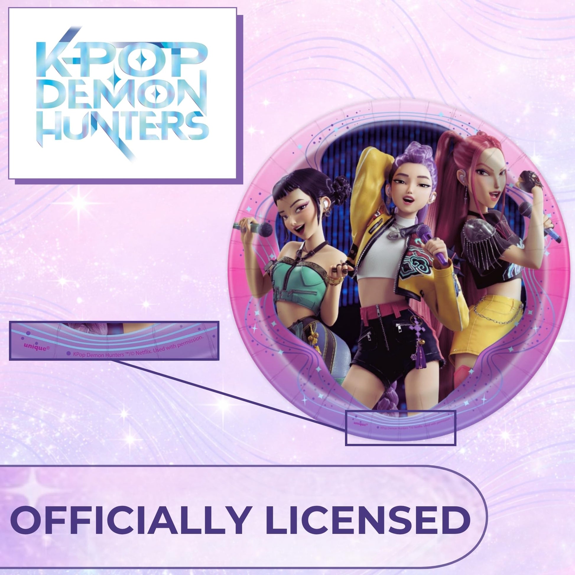 Unique 16 Pack KPop Plates and Napkins - 16 KPop Birthday Plates, 16 Napkins - K Pop Demon Hunters Party Decorations and Suplies - Officially Licensed