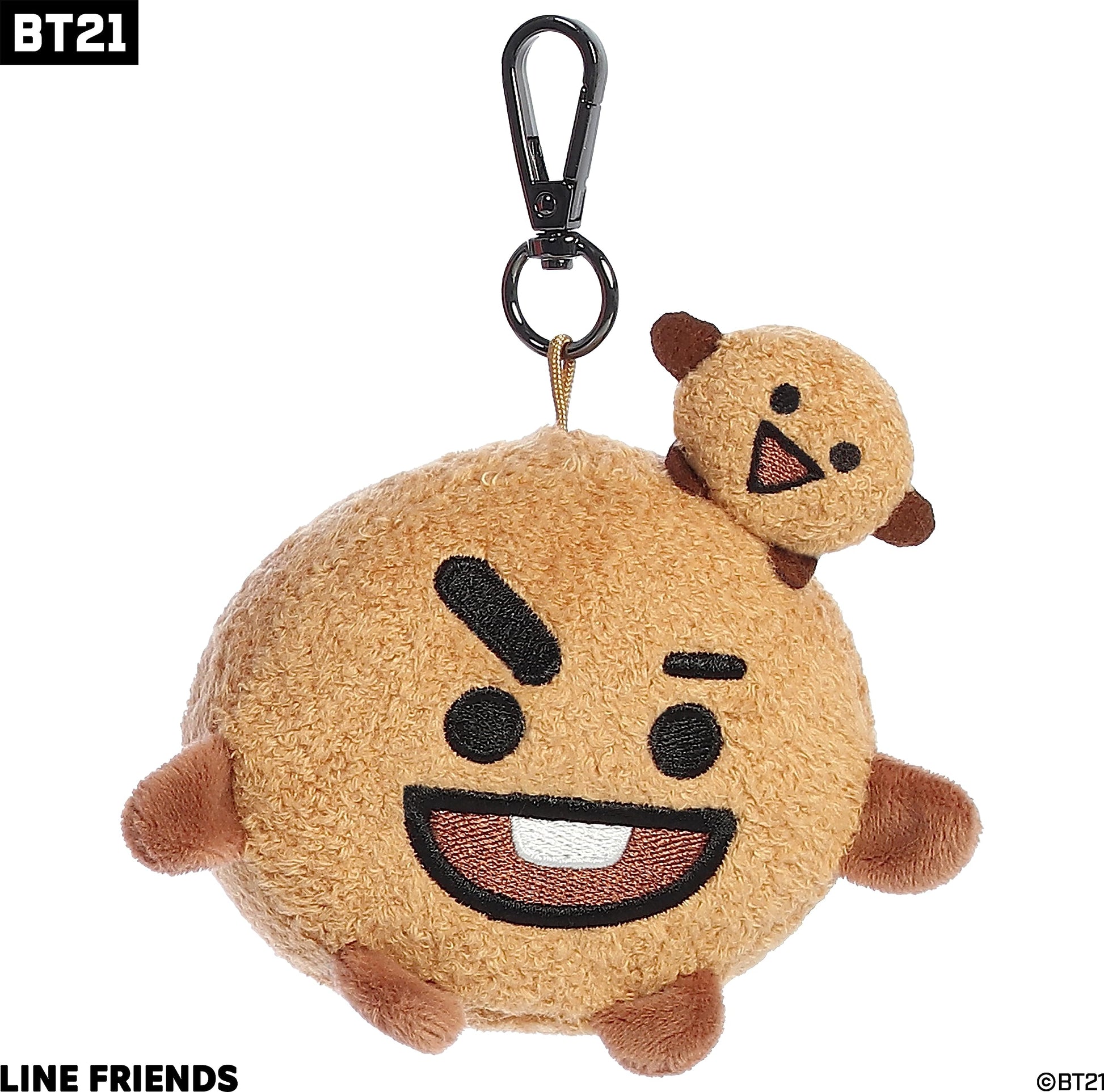 Aurora Lovable BT21 SHOOKY Clip-On Stuffed Doll - Collectible Fun - Delightful Cuteness - Brown 4 Inches
