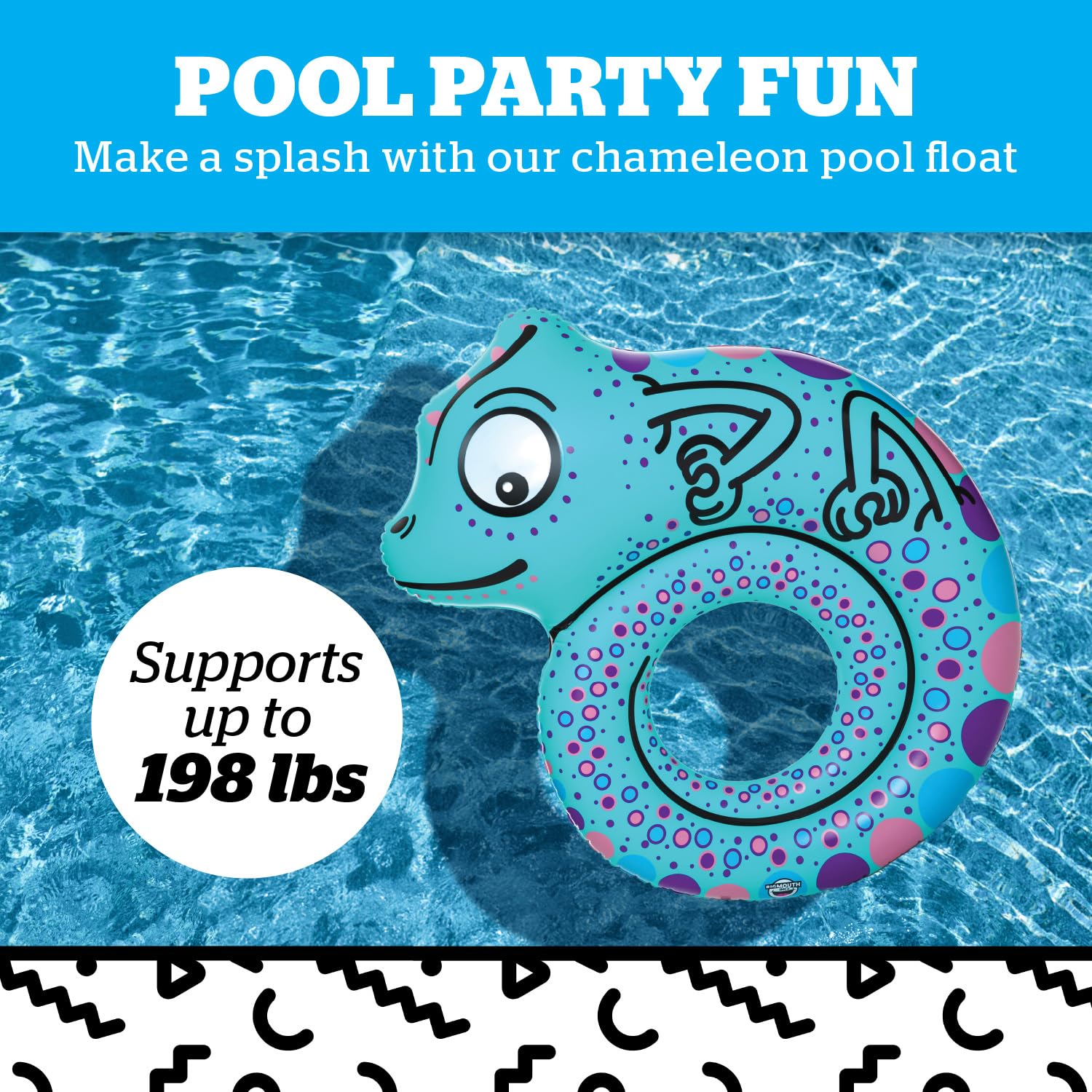 BigMouth Inc. Large Chameleon Animal Pool Float, 4' Wide Inflatable Floatie Tube, Blow Up Swim Ring, Fun Outdoor Summer Pool Party Water Toy
