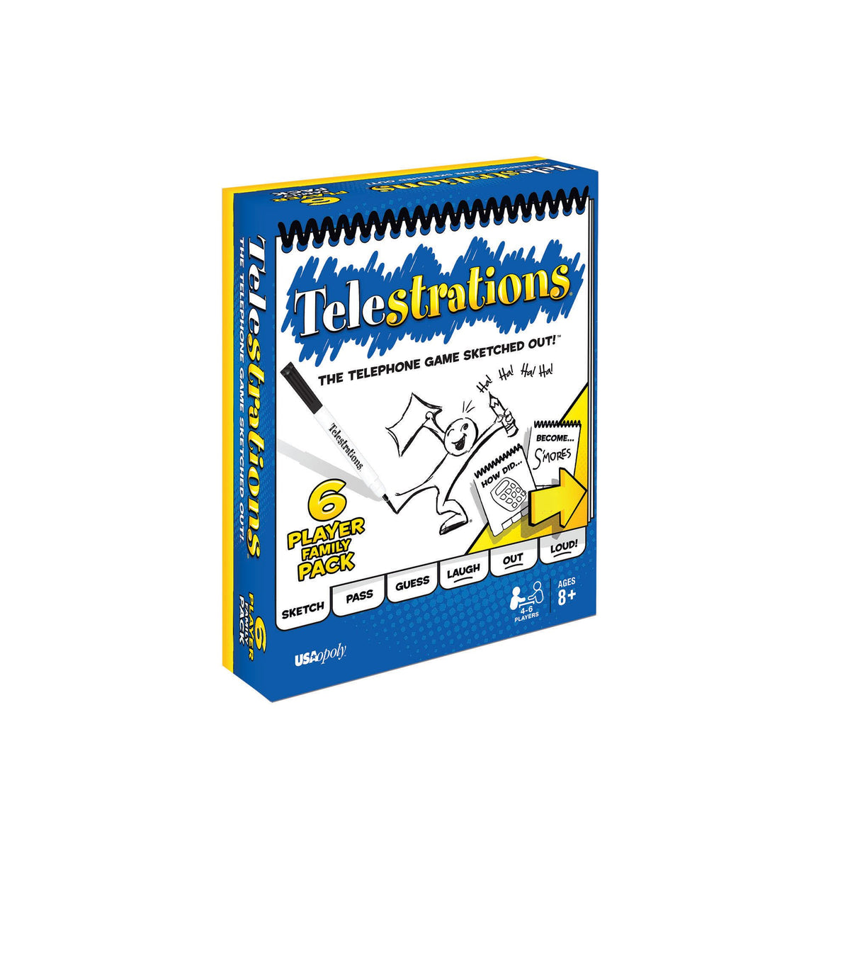 USAOPOLY Telestrations Original 6 Player | Family Board Game | A Fun Family Game for Kids and Adults | Family Game Night Just Got Better | The