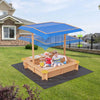 GarveeLife Wooden Sandbox with 2 Plastic Boxes, Outdoor Sand Box with Adjustable Canopy, Bottom Liner, Anti-Collision Design for Ages 3-8, Spacious