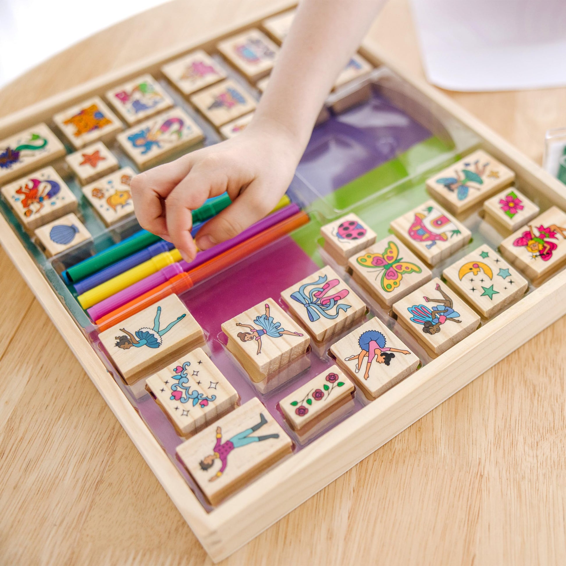 Melissa & Doug Fairy Tale Deluxe Wooden Stamp & Coloring Set