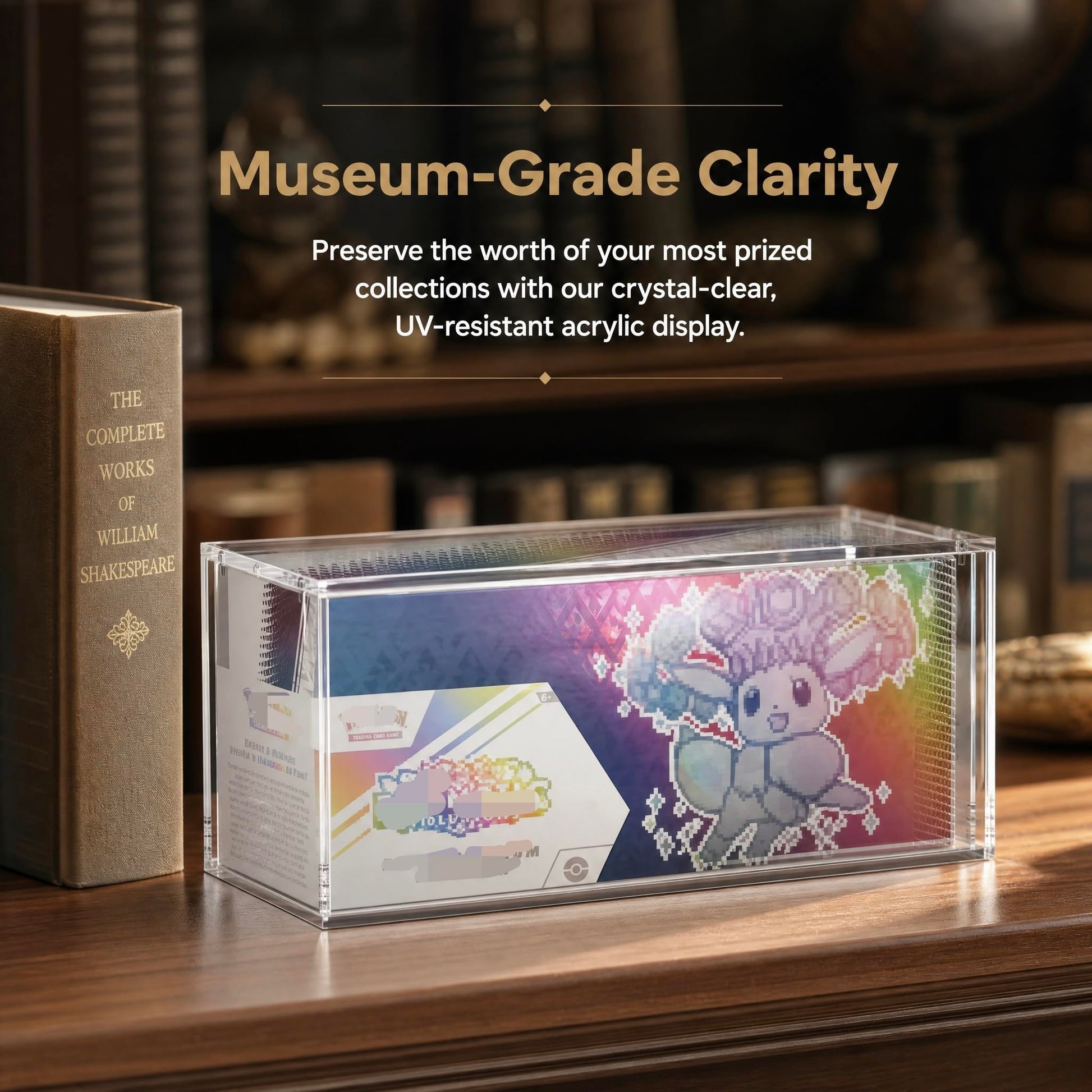 Prismatic SPC Evolutions Acrylic Case - 8+5mm Thick Magnetic Lid Display Box, Stackable UV Resistant Protector for Trading Card Super Premium