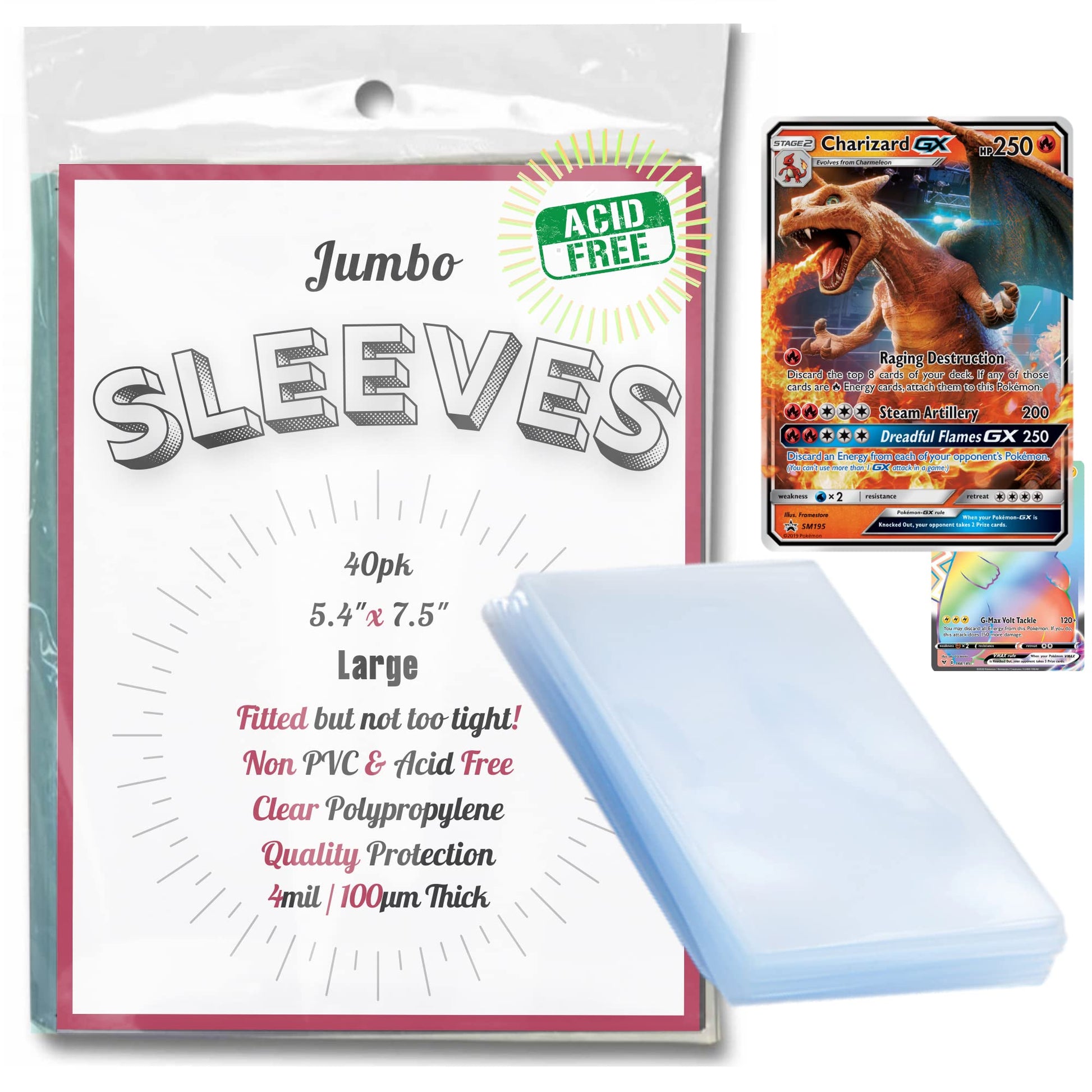 Jumbo Card Sleeves (40pk Jumbo Sleeves - Large - 5.4"x7.5")