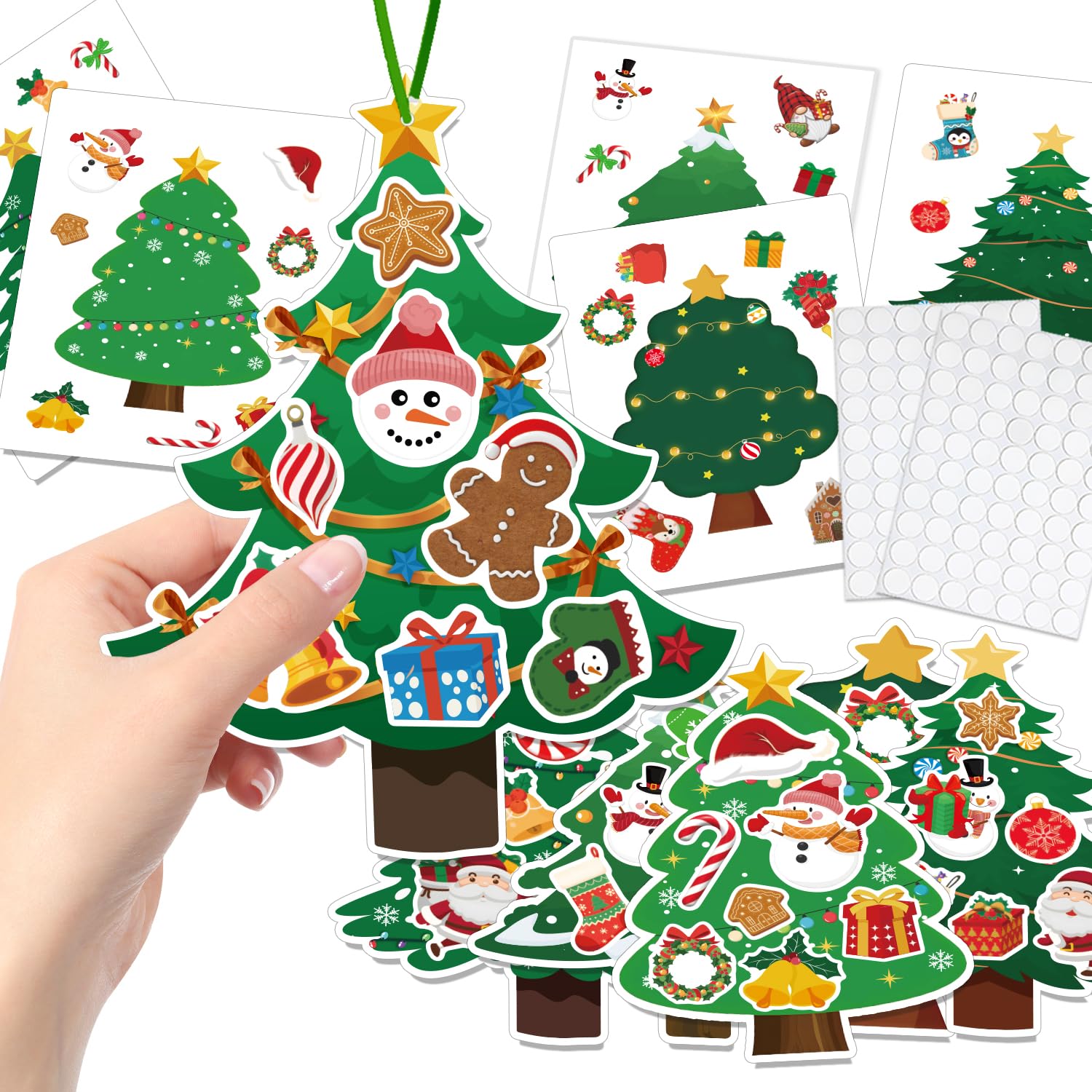 SYUCVQI Large Size Christmas Crafts Kit DIY Christmas Tree Ornament with Glue Dots and Twine Kits Xmas Hanging Ornaments for Holiday Decorations