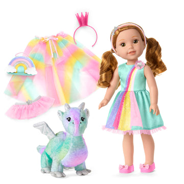 American Girl WellieWishers 14.5-inch Willa Doll Playset with Crisella the Dragon, Doll Dress and Accessories, and Storybook, for Ages 4+ (Amazon