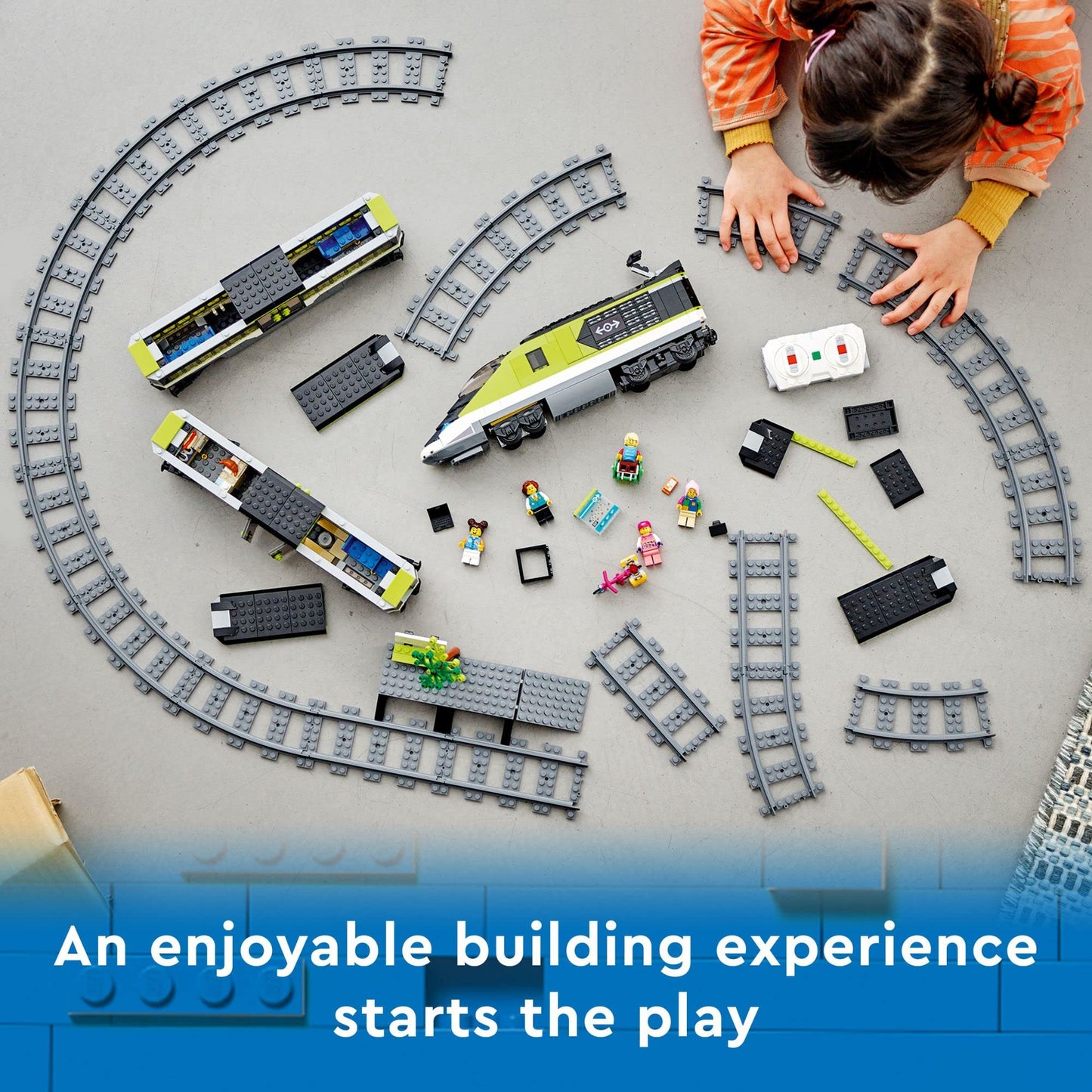 LEGO City Express Passenger Train Set, 60337 Remote Controlled Toy, Gifts for Kids, Boys & Girls with Working Headlights, 2 Coaches and 24 Track
