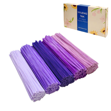YYUENG TAK 300 pcs Purple Pipe Cleaners Bulk(5 Different Tone Purple) - Fluffy Craft Pipe Cleaners for Arts & Crafts, Ideal for Making Flowers