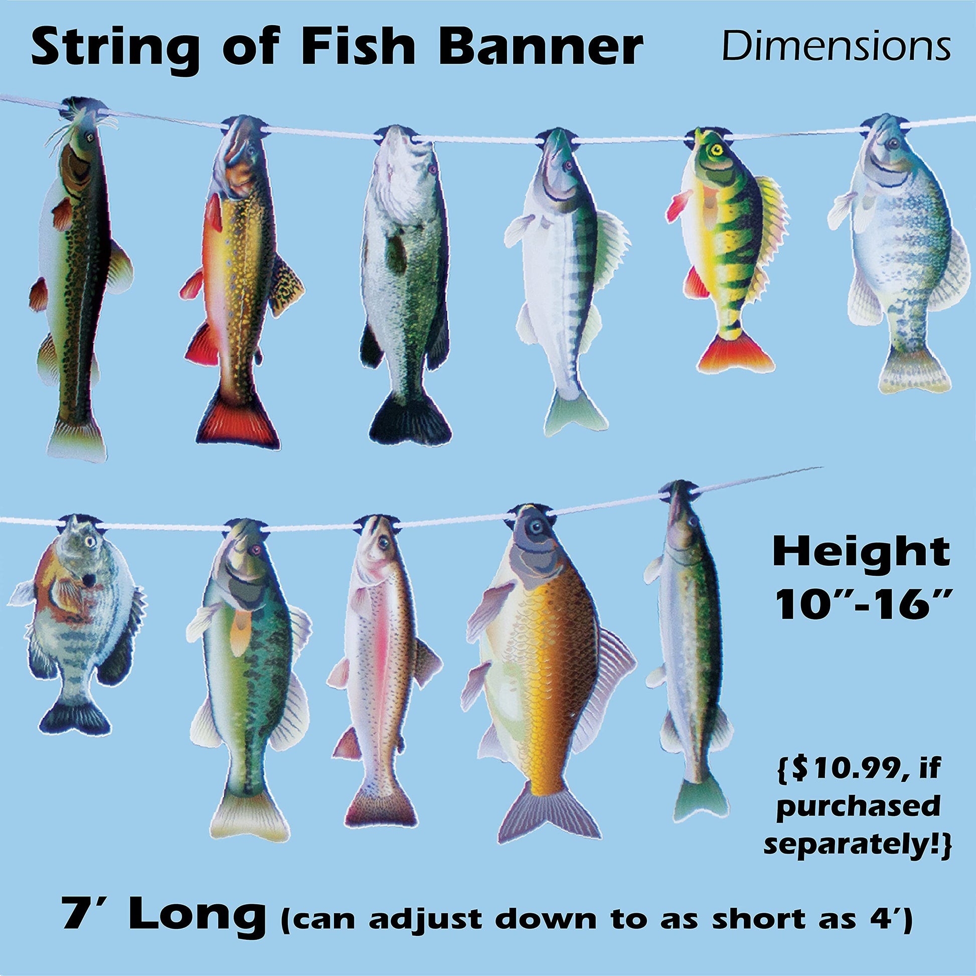 Havercamp Fishing Party Decorations Kit! Includes:1 Lg. Bass Centerpiece, 1 String of Fish Banner, 12 Fun Photo Props, and 1 Plastic Reusable