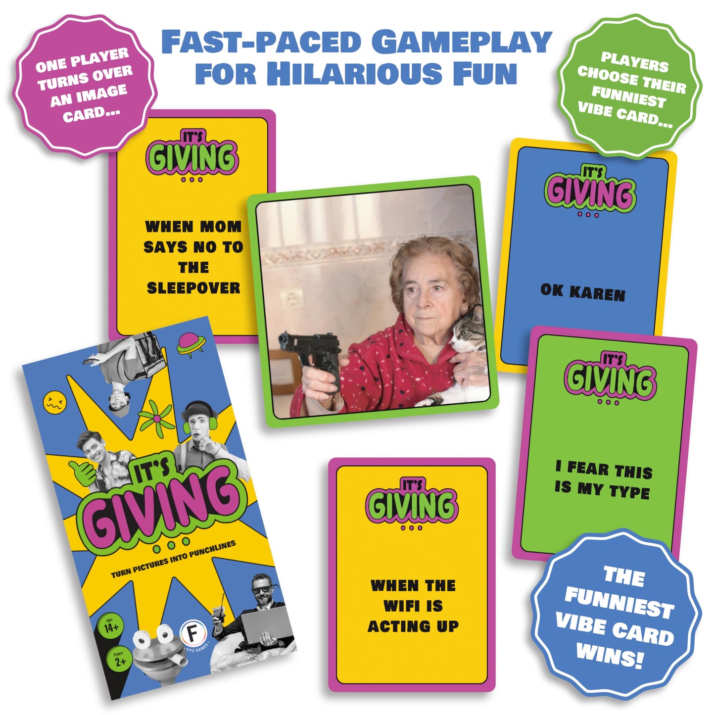 It's Giving Party Game - The Ultimate Image Captioning Card Game for Endless Laughs with Quick Rounds and Hilarious Twists, Ages 14+, 2+ Players, 30