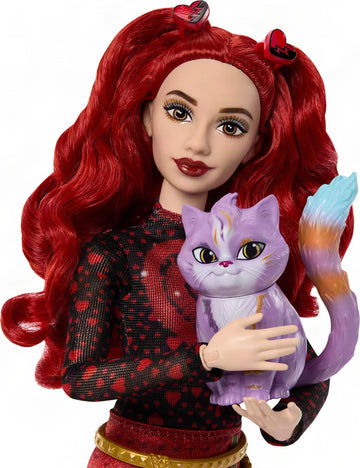 Mattel Disney Descendants: Wicked Wonderland Fashion Doll 2-Pack, Red & Max with Movie-Inspired Clothing, Cat Animal Friend & Pocketwatch Accessory