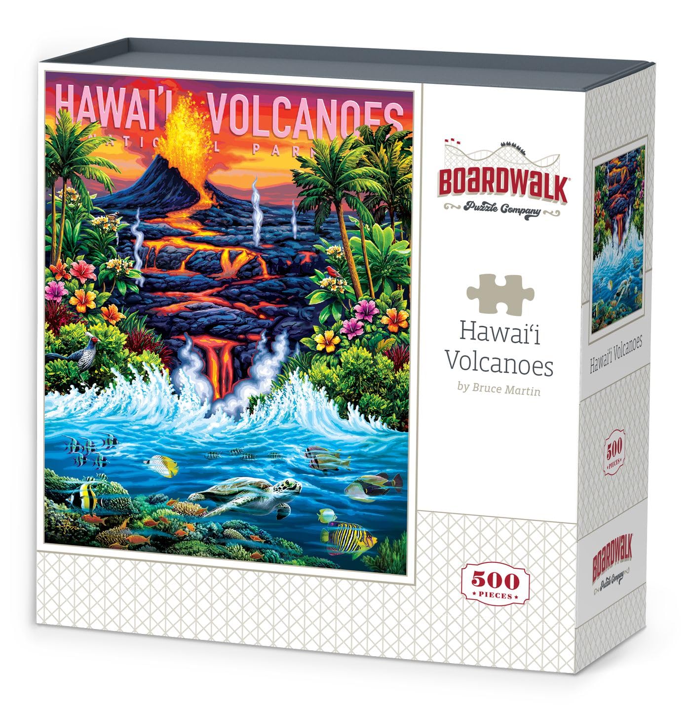 Boardwalk Hawai?i Volcanoes 500 Piece Jigsaw Puzzle Tropical Ocean Hawaii Puzzles with Premium Box, Gift for Adults and Family 16"x20"