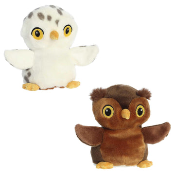 Aurora® Eco-Friendly Eco Nation™ Reversible Eco Pairs: Snowy Owl and Barn Owl Stuffed Animal - Environmental Consciousness - Recycled Materials - 6.5
