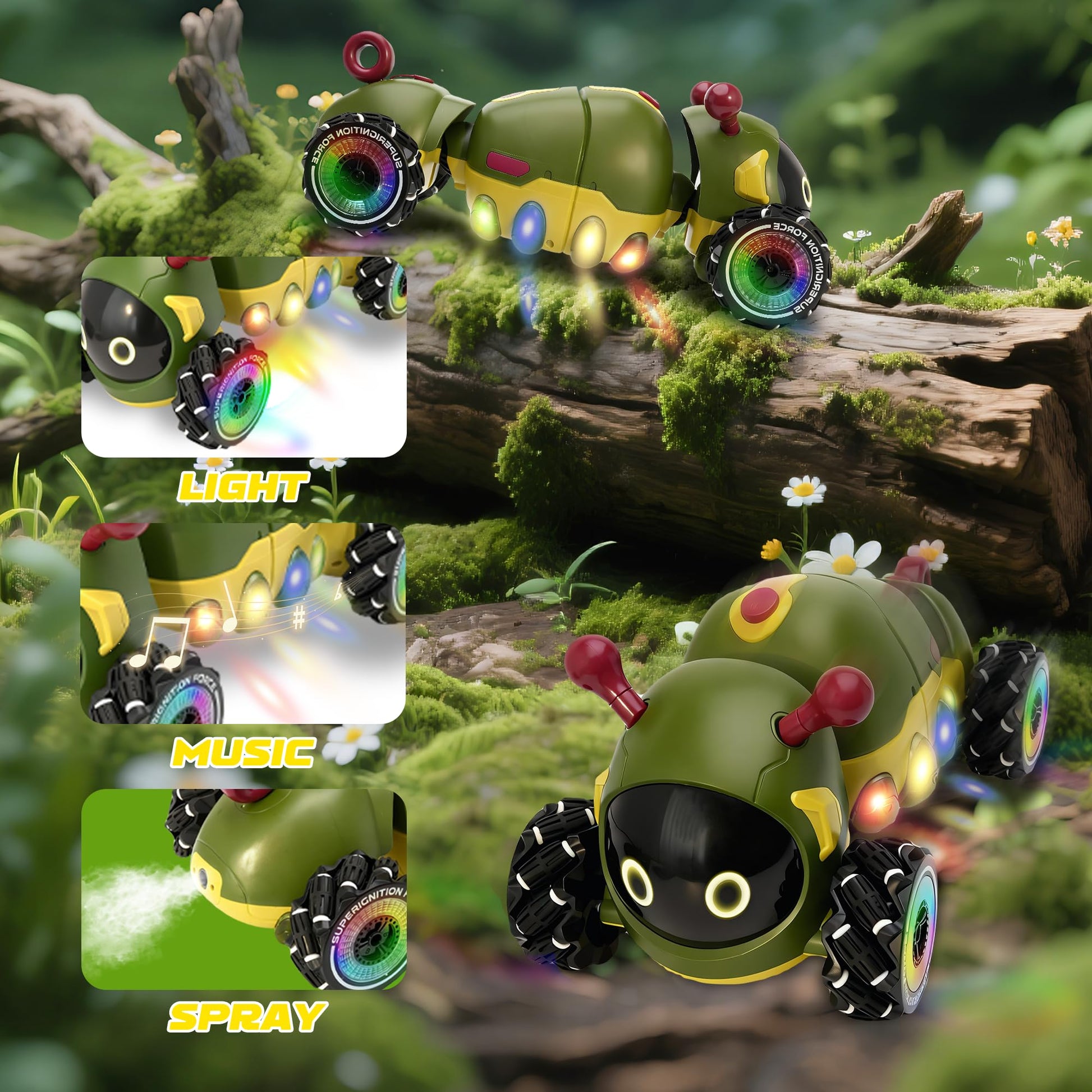 Rc Stunt Remote Control Car Toys, Remote-Controlled Bionic Caterpillar Car