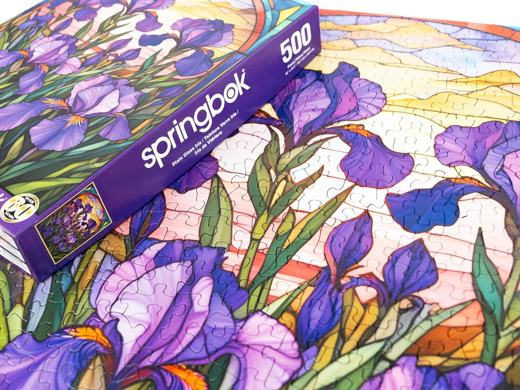 Springbok Stained Glass Iris 500 Piece Jigsaw Puzzle for Adults