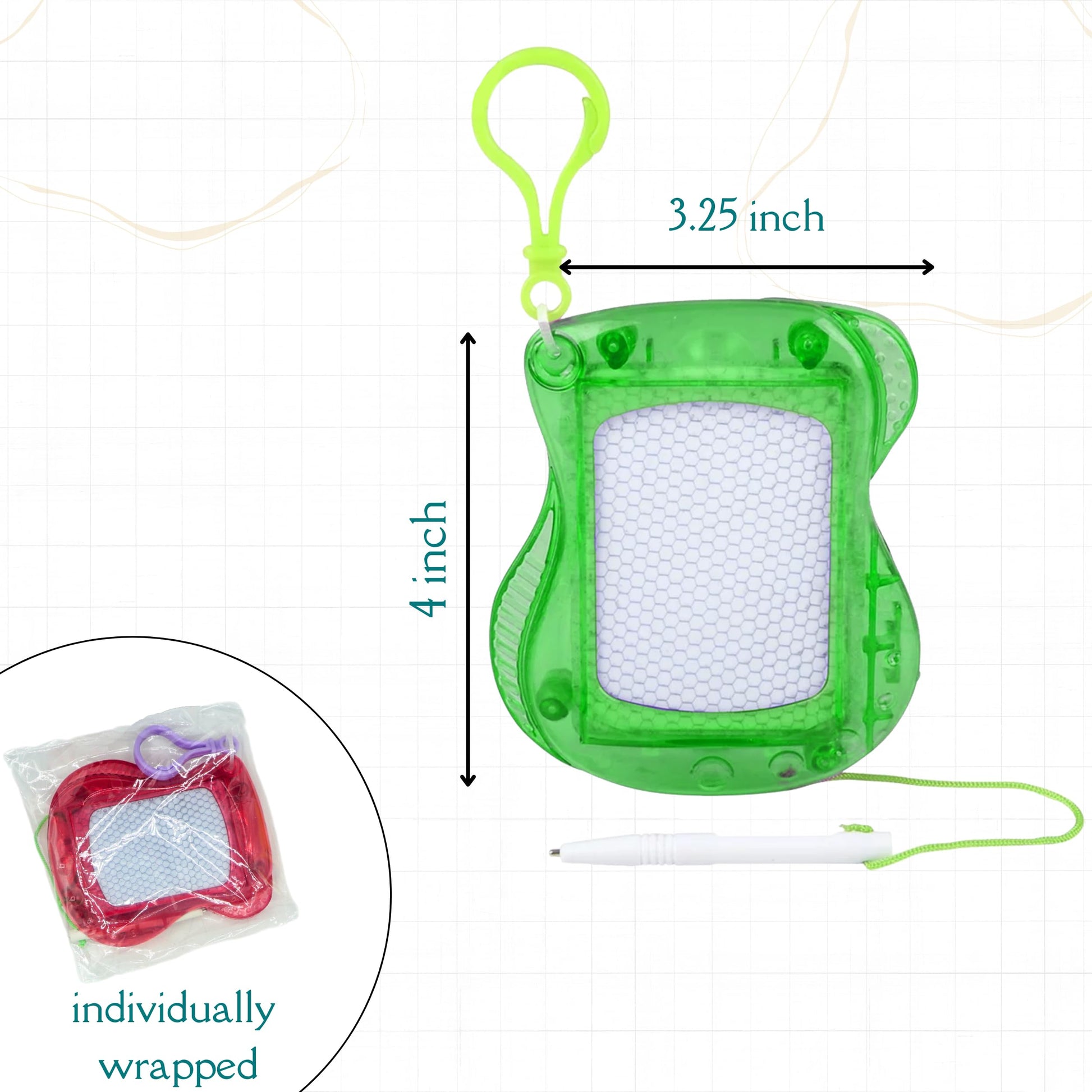 4E's Novelty Mini Magnetic Drawing Board for Kids - Pack of 12 - Backpack Keychain Clip Erasable Doodle Sketch Writing Pad, Birthday Party Favors