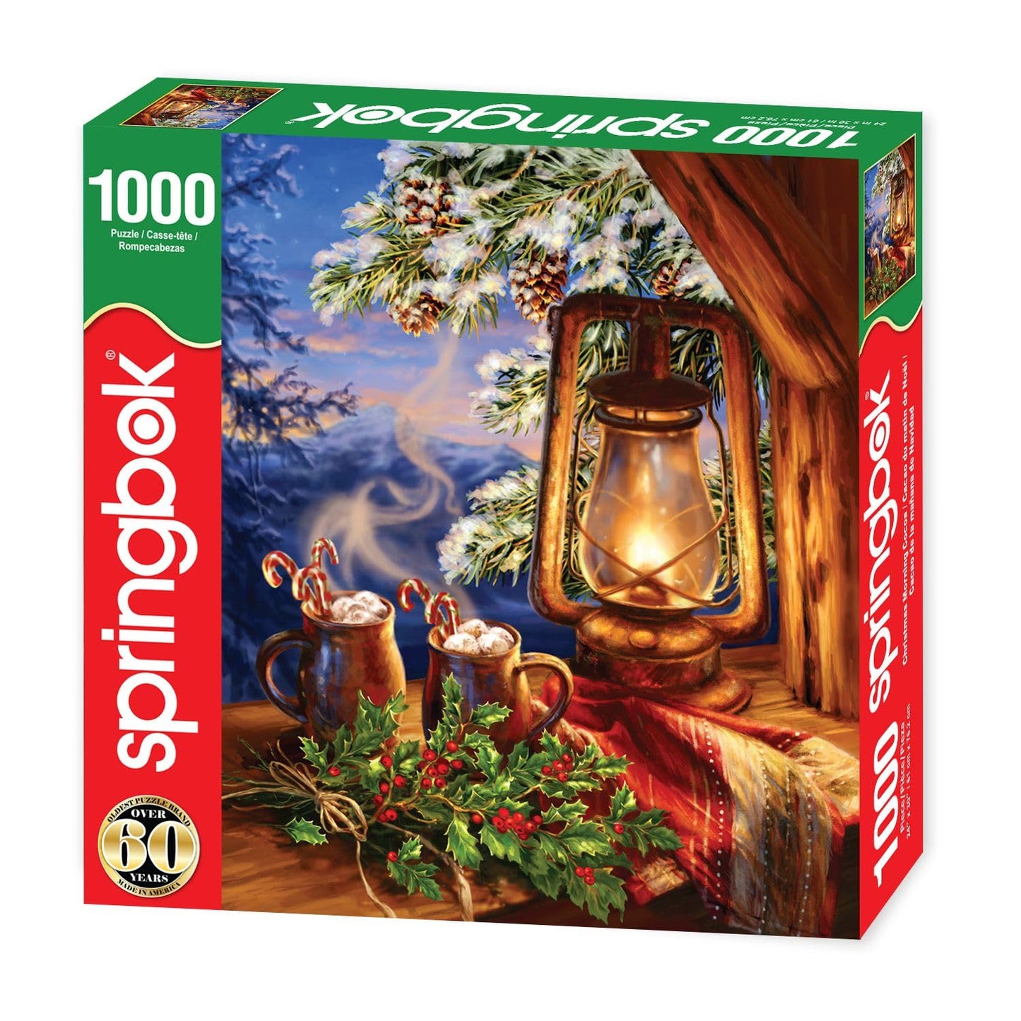Springbok - 1000 Piece Jigsaw Puzzle for Adults - Christmas Morning Cocoa - Winter Holiday 1000 pc Large Piece Puzzle - Unique Cut Interlocking Pieces