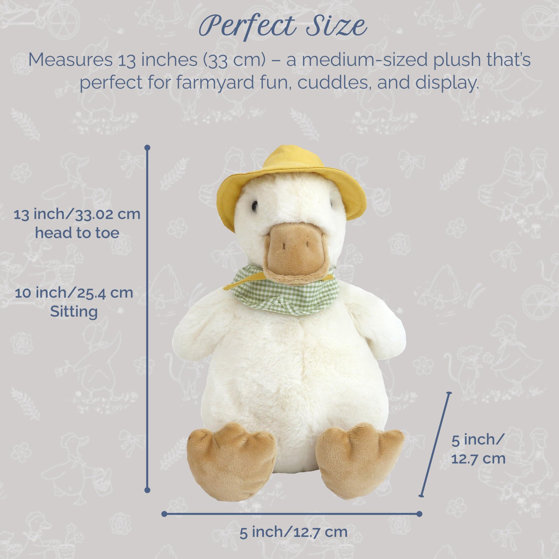 MON AMI Puddles The Duck 13-Inch Stuffed Animal, Soft Duck Plush Toy Gift