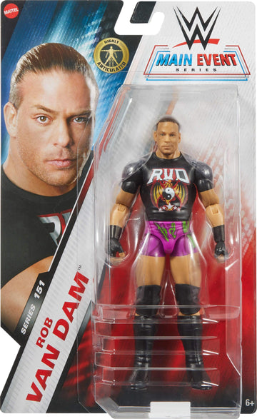 Mattel WWE Rob Van Dam Action Figure, Main Event Series #151 6-inch Collectible with 10 Articulation Points & Life-Like Look