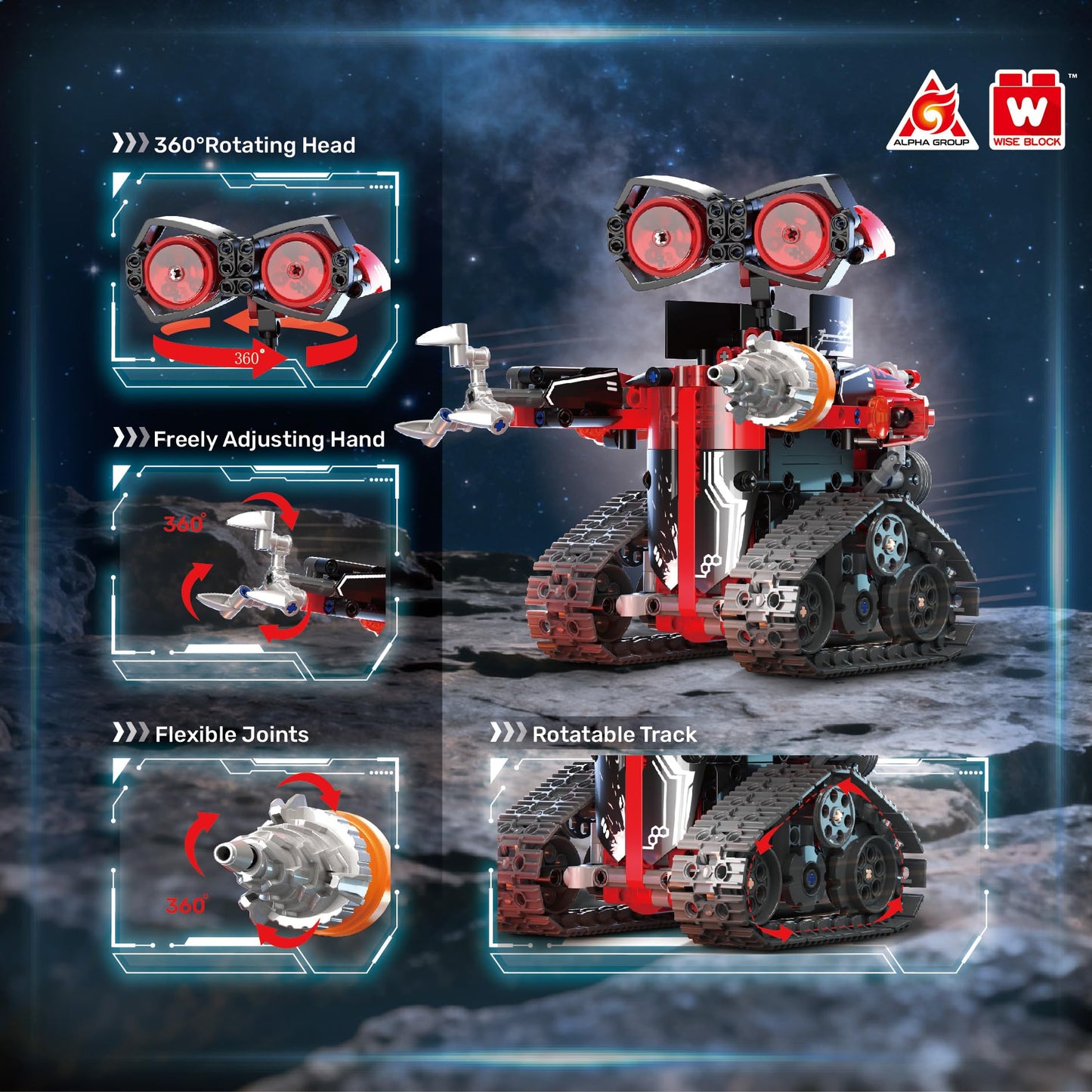 W WISE BLOCK Robot Building Kit, STEM Robotics for Kids Ages 8-12, 533 Pcs Robot Kits Erector Set Rc Toy for Kids Age 8+, DIY Build Science