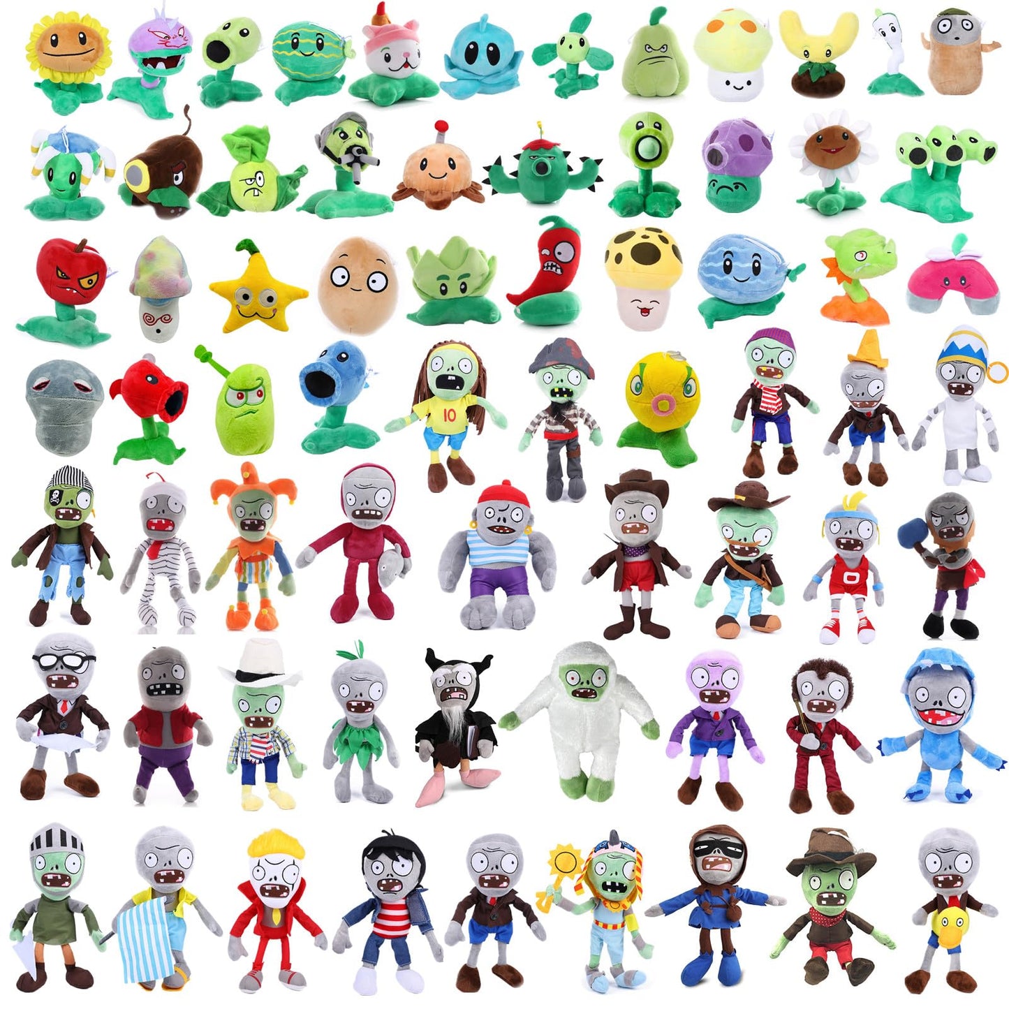 JHESAO 6 PCS PVZ Plushies Plants and Zombies Plush Random Different Types Toys Normal Zombies PVZ Plush 1 2 Stuffed Soft Doll New