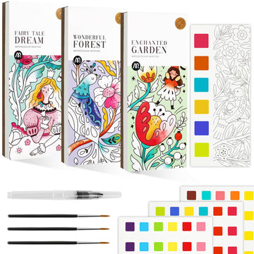 JCREN Watercolor Painting Books, Pocket Watercolor Painting Coloring Kit, Paint with Water Bookmarks Travel Activity Party Favors for Kids Toddlers